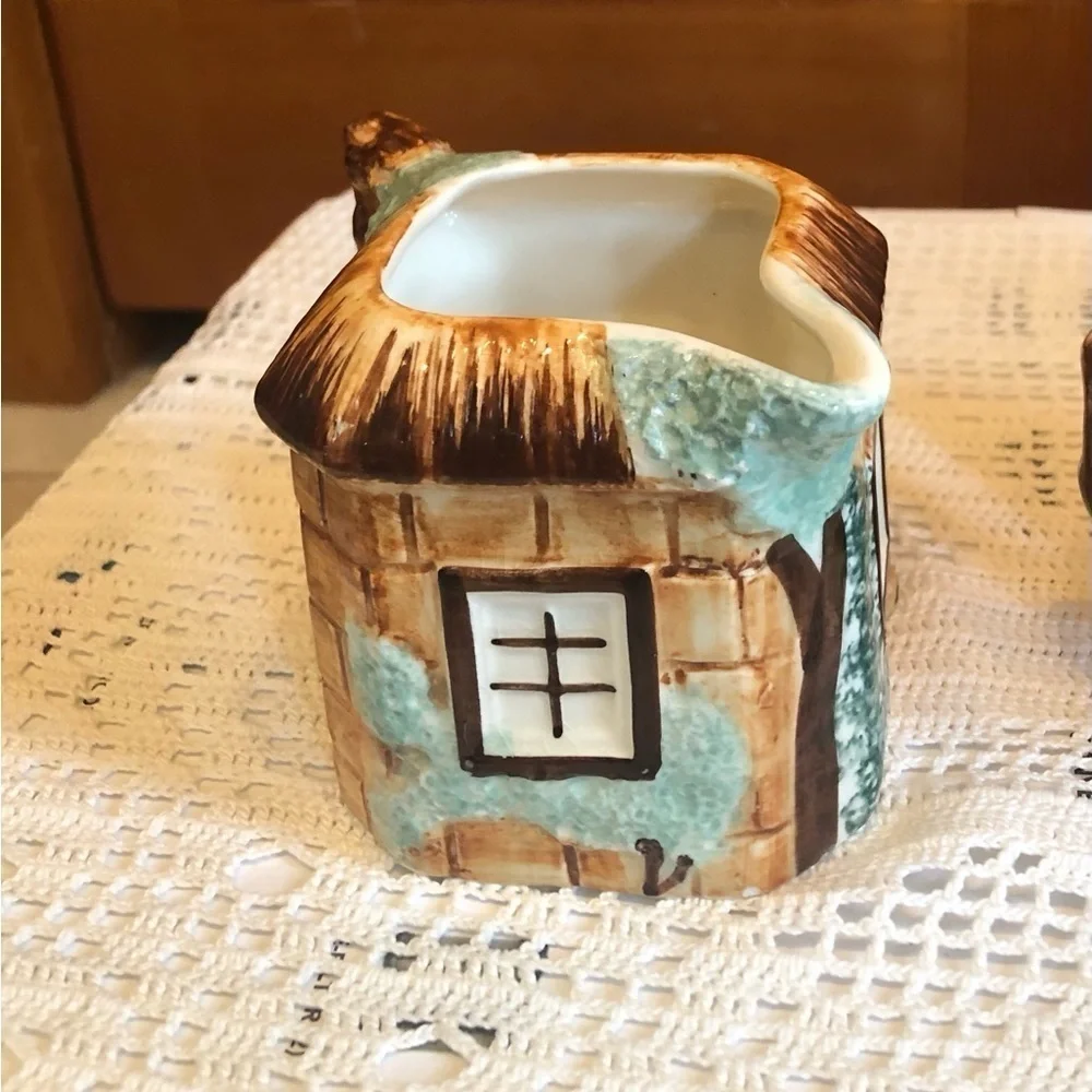KEELE ST.Pottery,CO. LCD/ England/ hand painted Tea Pot/w cookie jar/cream/sugar